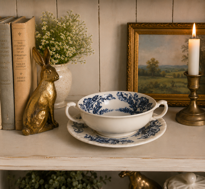 Perfectly Imperfect Antique Grindley England “The Atlas” Transferware Bowl & Underplate